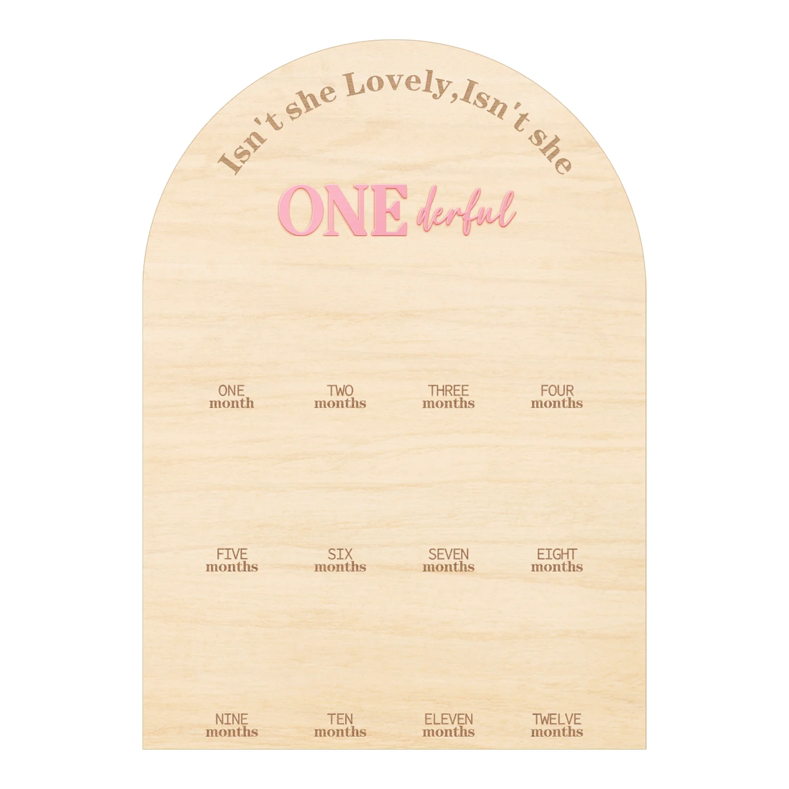 Pink Acrylic 'Onederful' First Birthday Photo Board - Wooden Milestone Display for Baby Girls, 12 Months Picture Frame