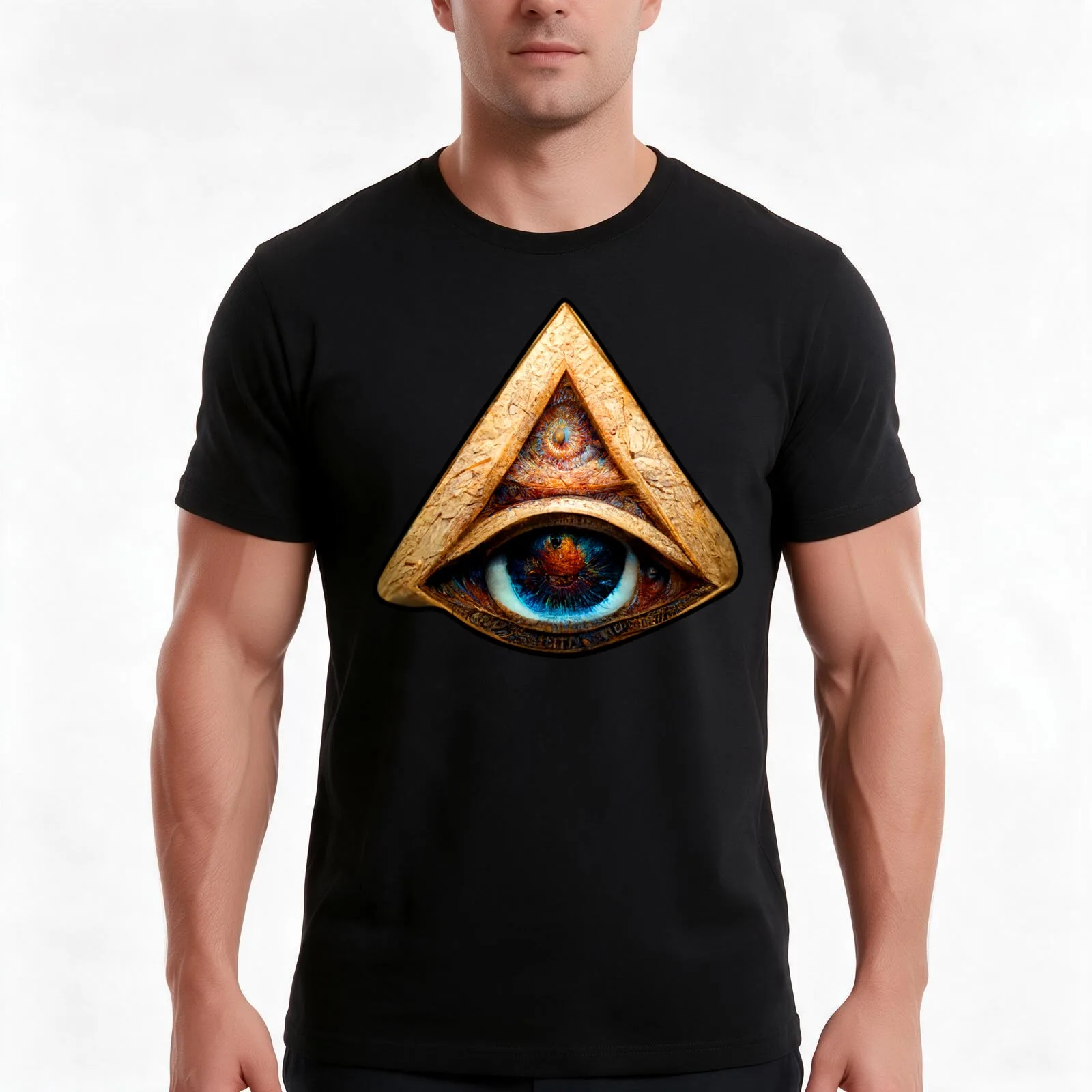 The allseing eye 3 T-Shirt, Summer Casual Cotton Tee, Oversized Streetwear Tops, Vintage Graphic Print, Loose Fit Short Sleeve