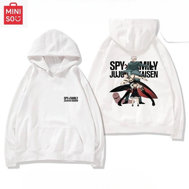 

MINISO коллабораты с SPY×FAMILY Anya Forger. Толстовка с принтом Jujutsu Kaisen, свободная мультяшная многофункциональная повседневная милая девушка