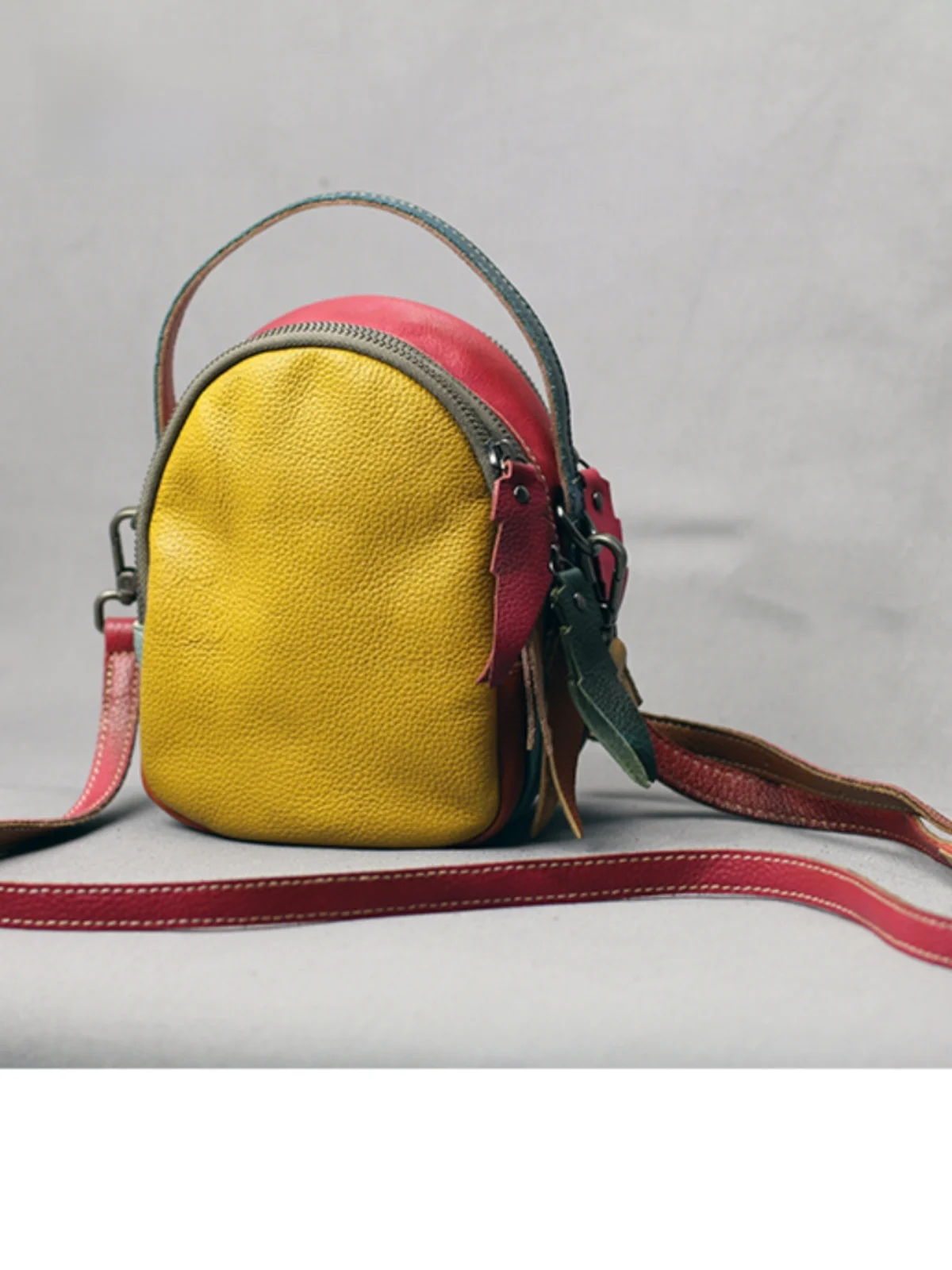 Handcrafted Pure Leather Shoulder Bag Women's Crossbody Handbag Large Capacity Mobile Phone Bag Casual Style Soft Handle