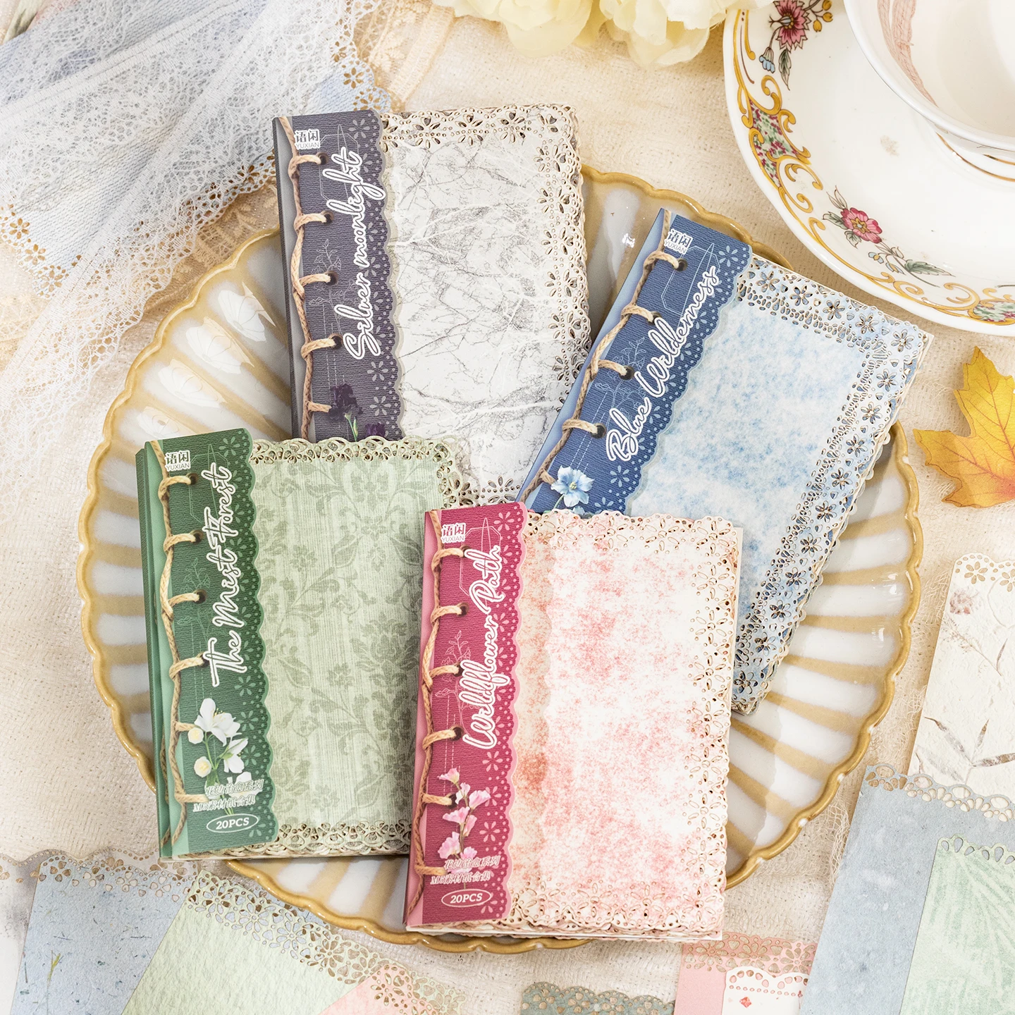 20 sheets Ins Lace Memo Material Book Decorative Paper Creative Collage Junk Journal DIY Scrapbooking Aesthetic Craft Paper