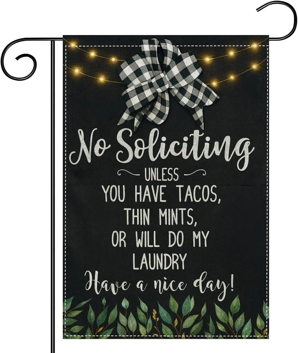 No Soliciting Garden Flag 12x18 Inch Funny Double Sided Polyester Outdoor Yard Flag for Porch Lawn or Front Door LLX PPM