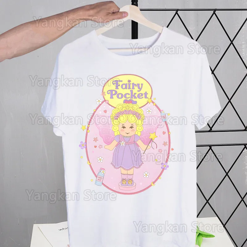 Polly Pocket Harajuku Men's Tshirt Printed Unisex Short Sleeve T Shirt Casual T-shirt Male Streetwear Tops