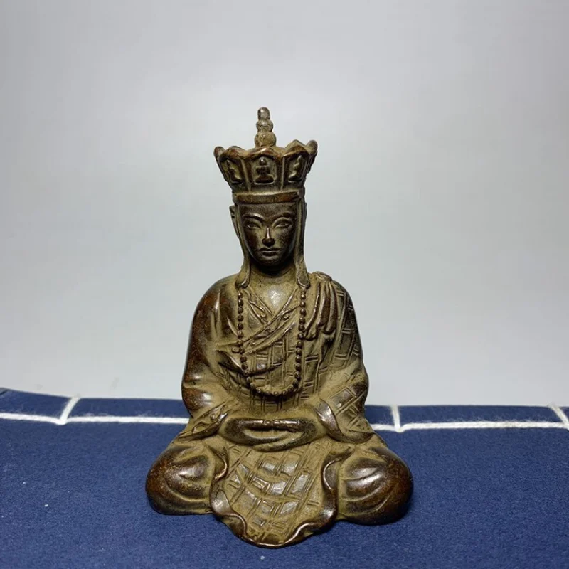 Antique Antique Collection Inch Buddha Land Tibetan Figure of Buddha Retro Small King of Earth Tibetan Copper Plated Statue Budd