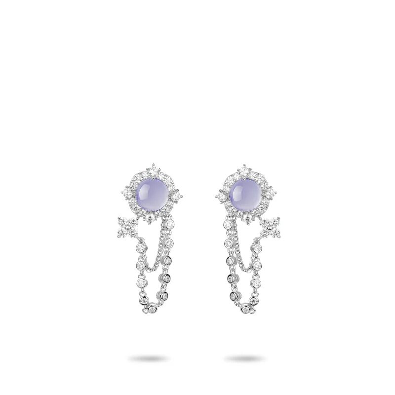 ZOCA Wholesale Fashion Real 925 Sterling Silver Charming Purple Natural Jades Pendant Earring Ring Set For Women Fine Jewelry