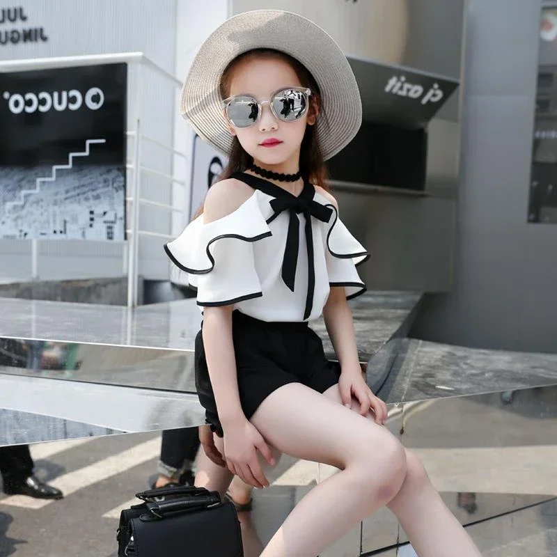 

Outfit for Girls 10 To 12 Years Summer 2025 Girls Clothing Sets Kids T-shirt+Shorts Suits Short Sleeve Children Fashion Kids Set