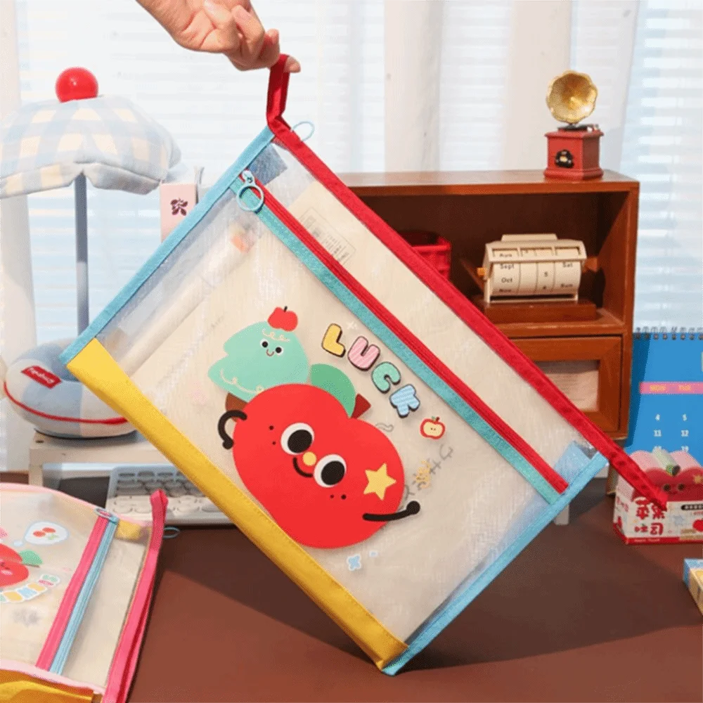 Clear Folders A4 Storage Bag Double-layer Portable File Bags Large Capacity Document Pouch School Office Supplies