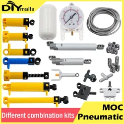 MOC Pneumatic Kits Technical Parts Cylinders Air Pump Push Rod Switch Piston Air Pipe Air Building Blocks 47225 19478 4697 8800