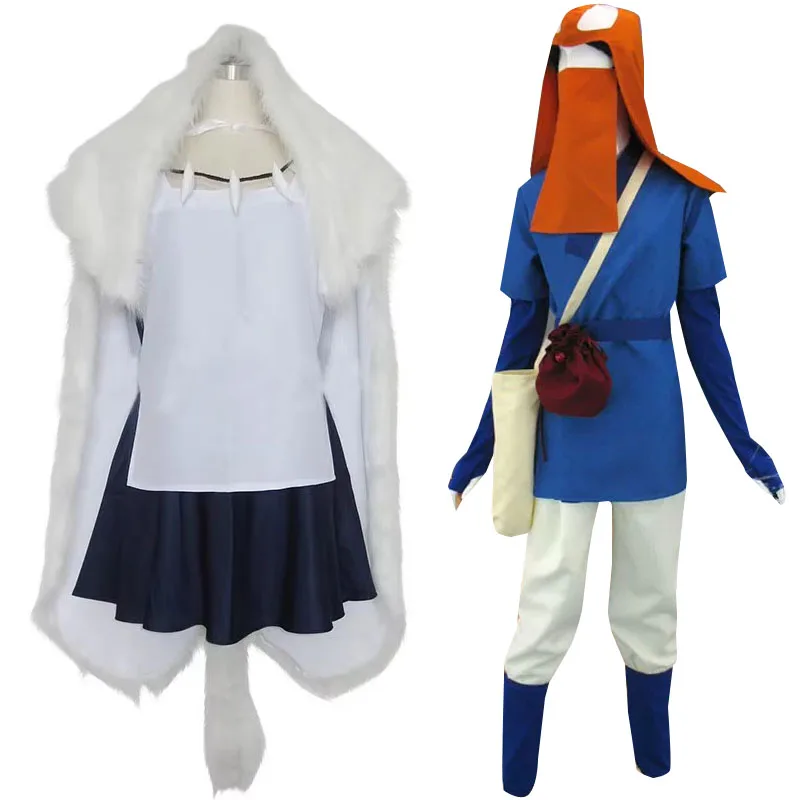 Prinzessin San Ashitaka Cosplay Kostüm Anime Damen Weste Rock Schal Umhang Halloween Party Uniform Outfit Benutzerdefinierte Größe