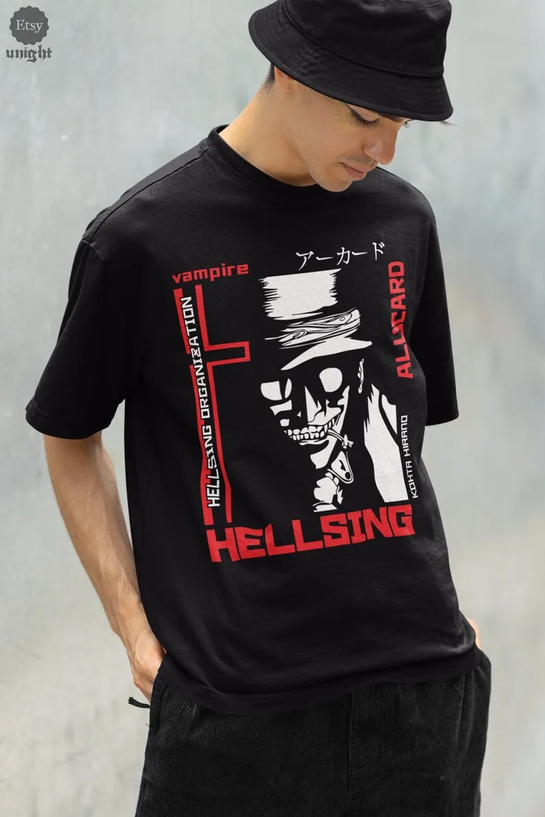 Unisex Alucard Immortal T-shirt - Anime Vampire Legend Tee, Hellsing Org , Gothic Manga Style Top, Japanese Dark Series, Night