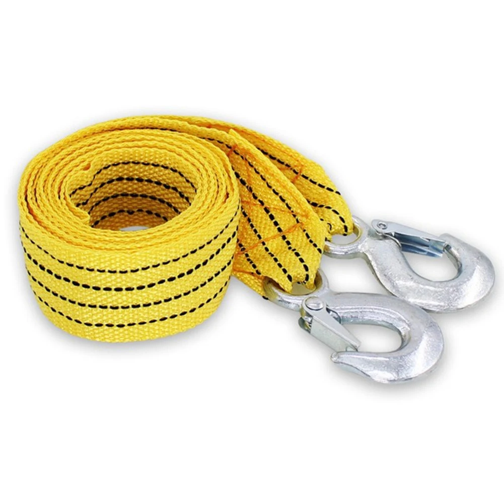 3 Ton Rated Recovery Strap 300cm Long Nylon Webbing with for forged Iron Hooks for Off Road and On Road Towing Needs