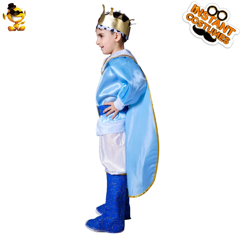 مضحك الملك الأوروبي زي للبنين تأثيري حلي تاج كيب حزام السراويل أعلى واقي أحذية بلاستيك 6 قطعة مهرجان الأداء الدعامة