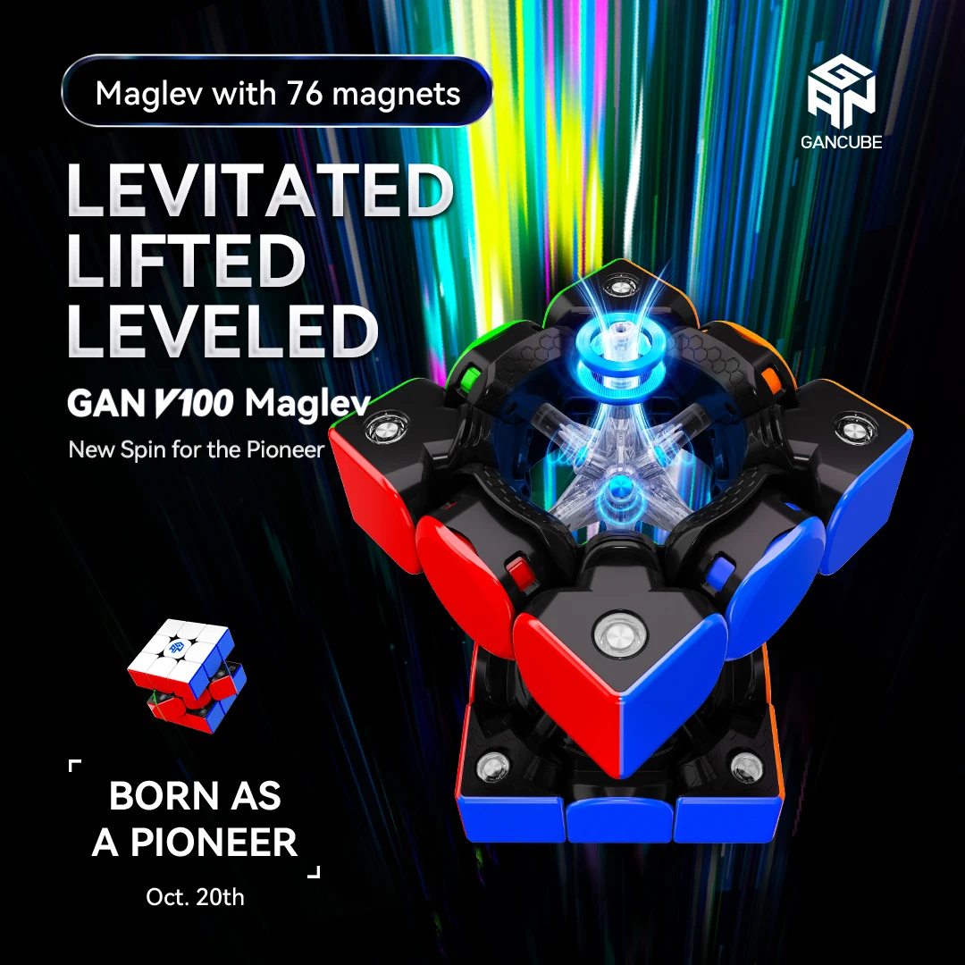 Gan V100 Maglev 3x3 Cubo nuevo giro para el pionero rompecabezas profesional juguetes Cubo de velocidad regalo para niños Cubo mágico rompecabezas