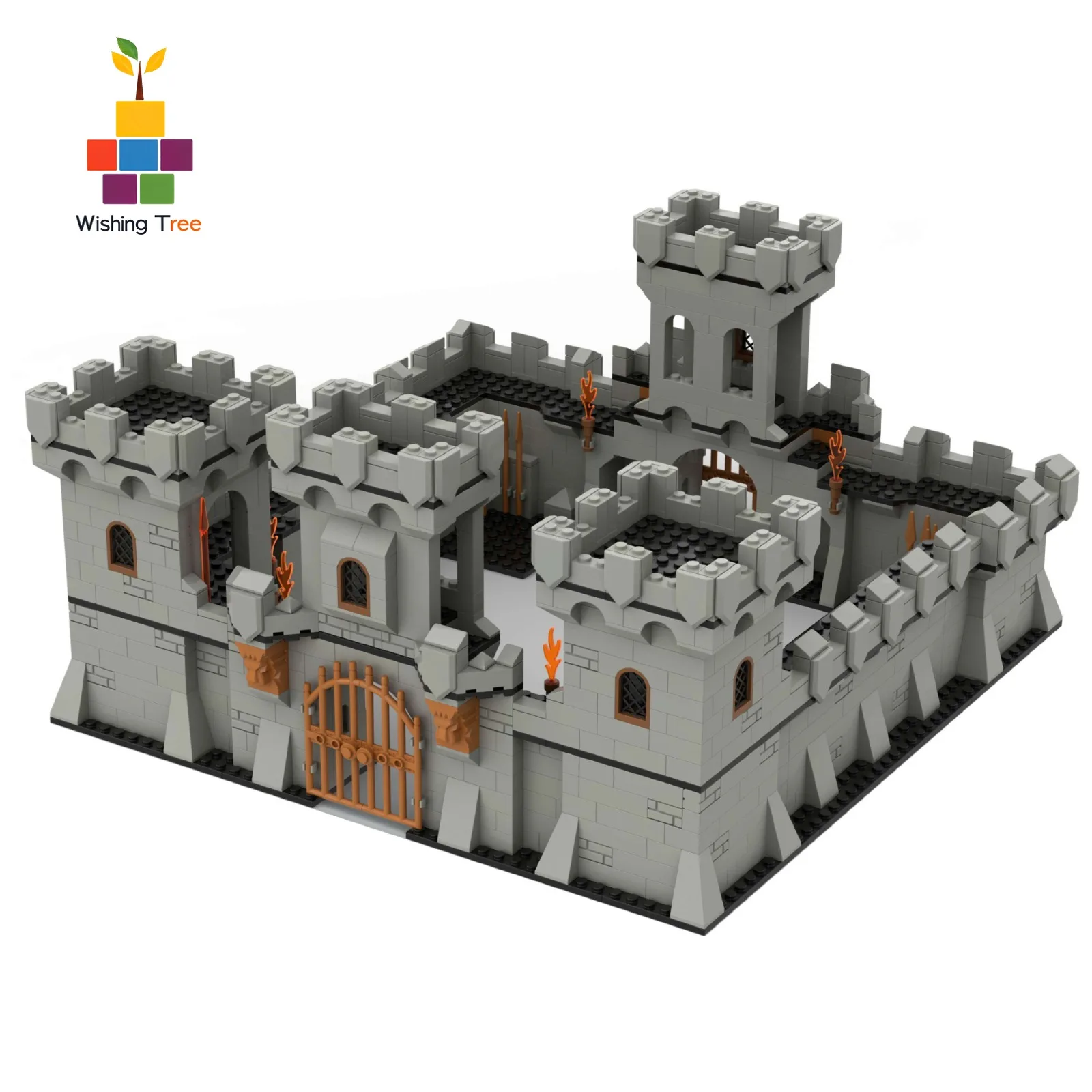 

Creative Small Building Blocks Medieval Castle Wall Scene Model DIY Bricks Toy