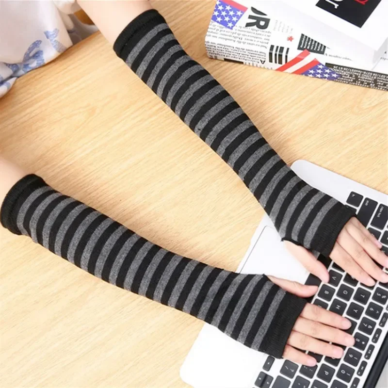 Winter Autumn Wrist Arm Hand Arm Warmers Women Men Knitted Long Fingerless Gloves Arm Sleeve Soft Mitten Elbow Mittens Running