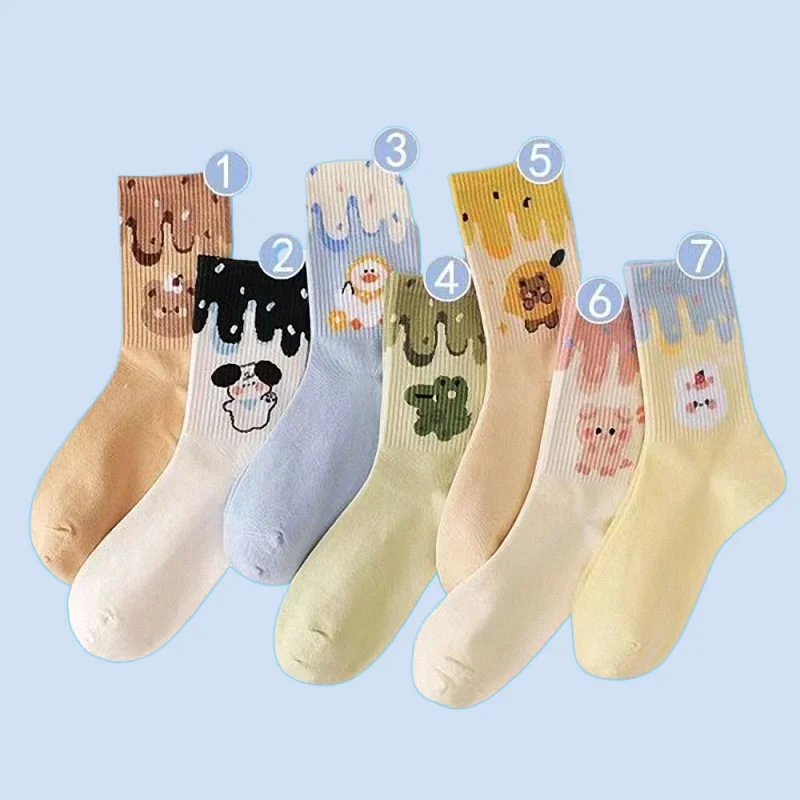 

7/14 Pairs Socks Women's Autumn and Winter Mid-tube Socks New All-match Ins Trend Student Korean Sweet Cute Japanese Long Socks