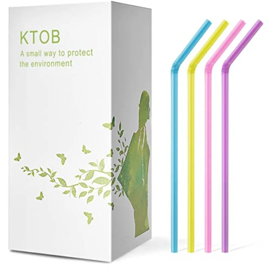 Biodegradable Flexible Drinking Straws 200 Count 100% PlantBased Compostable Colorful Eco Friendly Alternative to Plastic Straws