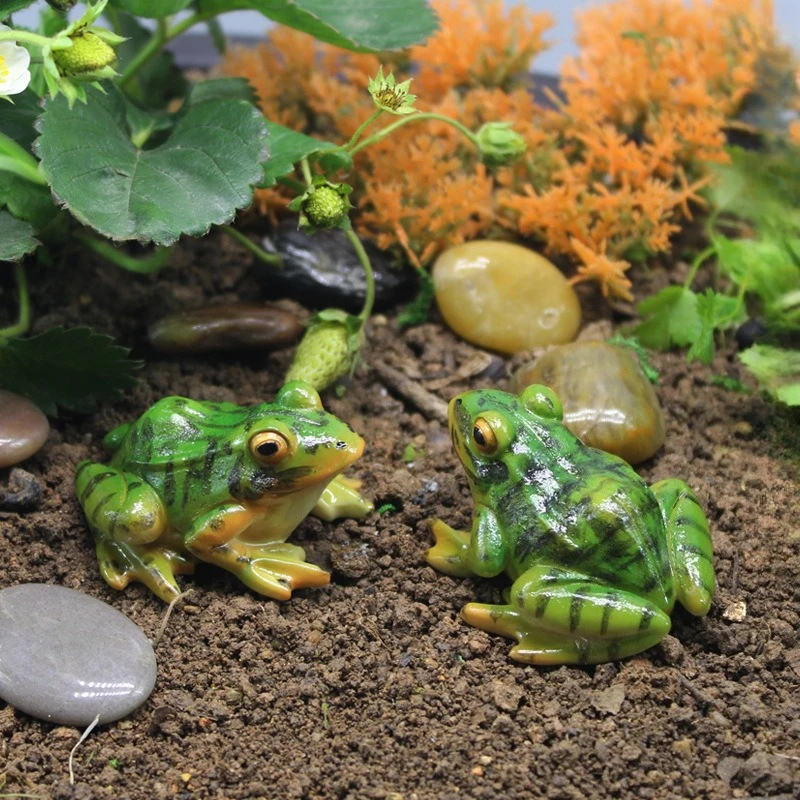 Simulated Frog Resin Figurines for Micro Landscape Baking Scene Decor Car Interior Ornaments Garden Bonsai Succulent Decoration