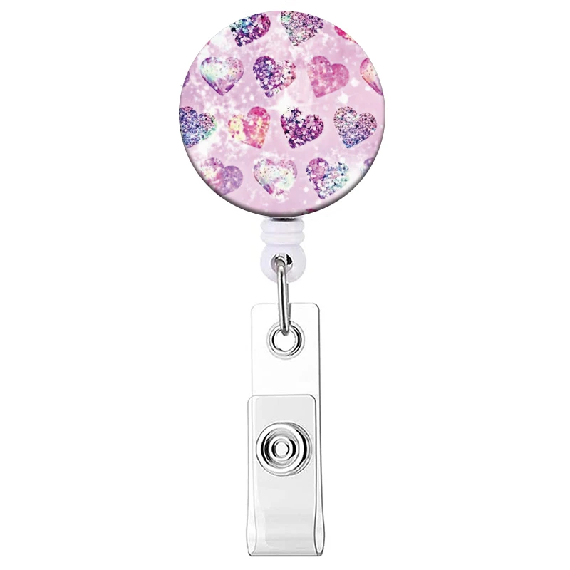 Neue Stil Farbe Liebe Versenkbare Clip Reel Karte Halter Herz Form ID Business Arbeit Karte Yoyo Abzeichen Halter Büro Liefert – Detail 18