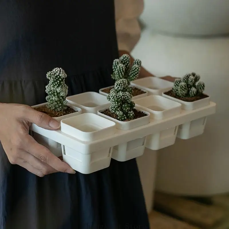 8/12/20 Cell Home gardening tray set with square pots and drainage support 3XUF