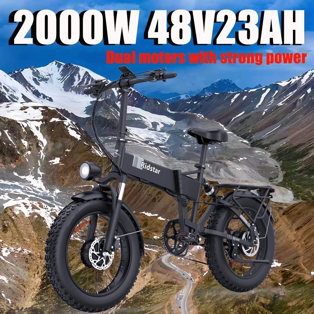 H20PRO Electric Bicycle48V2000W 20-inch Folding Fat Tire Electric Bicycle Outdoor Cross-Country Mountain Bike Snow Electric bike