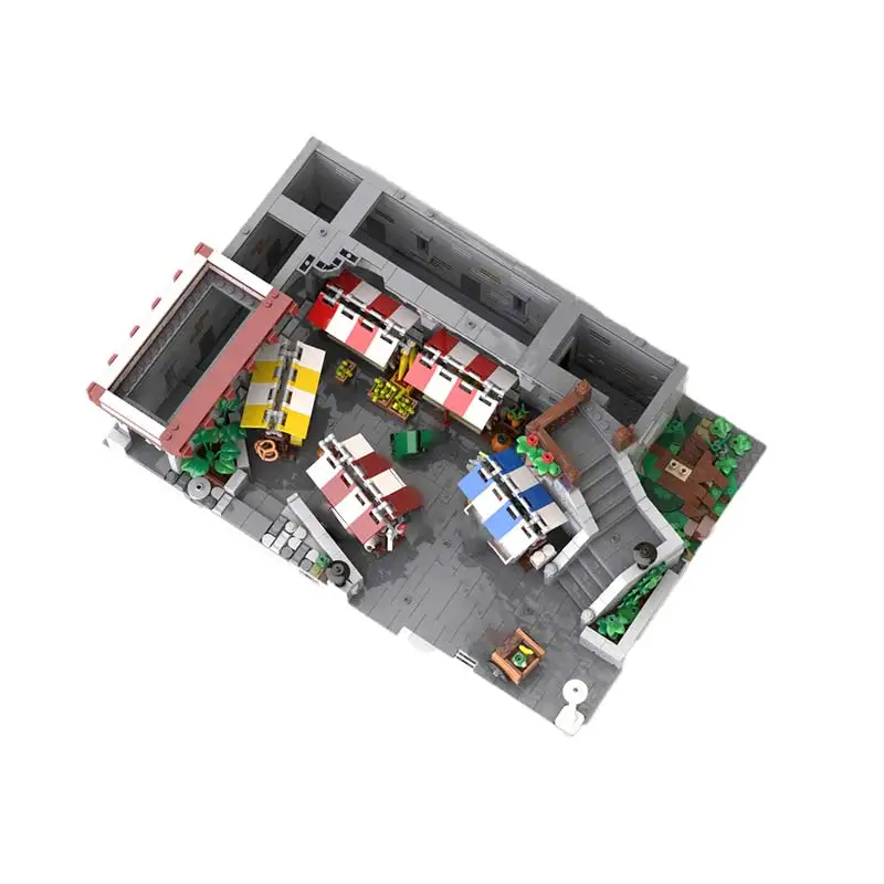 MOC-227299 Modulare Architektur Mittelalterliche Landwirte Markt Modell Bausteine Zusammengebaute Senior Ziegel Spielzeug Kinder Geschenke