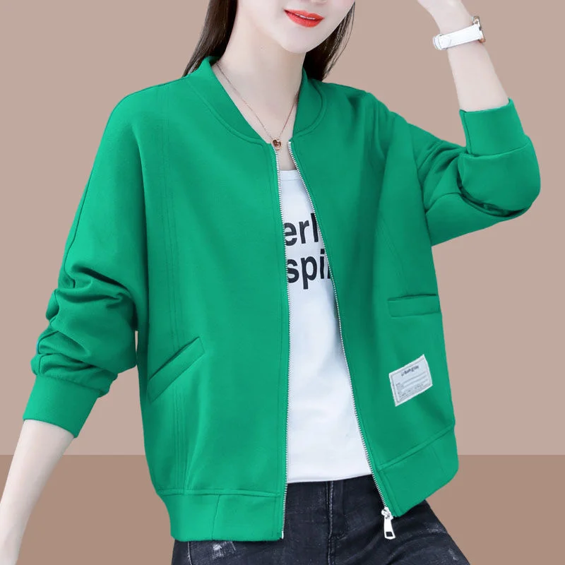 

Кардиган, куртка на молнии, женский, новинка 2025, весенне-осенний свитер с воротником-стойкой, женский свободный верх для отдыха, уменьшающий возраст пальто Ins Tide