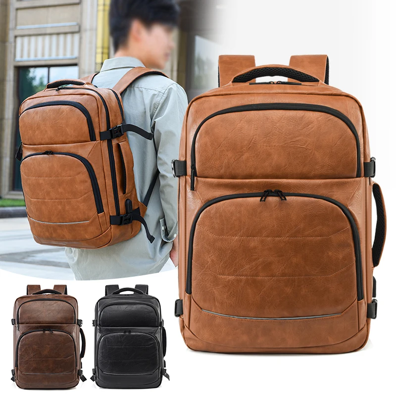 

Рюкзак из искусственной кожи для мужчин и женщин, рюкзак для покупок, походный рюкзак для кемпинга и тренировок, расширяемая дорожная сумка для багажа