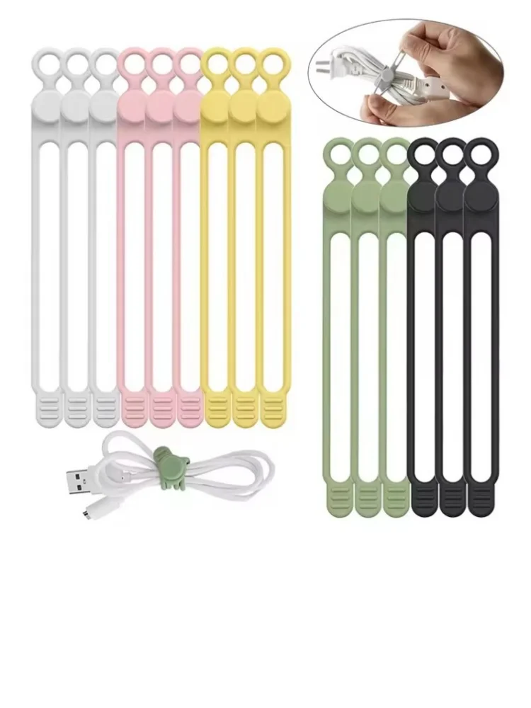 10 Stück Silikon-Kabelbinder, Kabel-Organizer, Kabelgurte, wiederverwendbare Kabelbinder, Reise-Kabel-Organizer, niedliche elastische Bänder, Drahtbinder