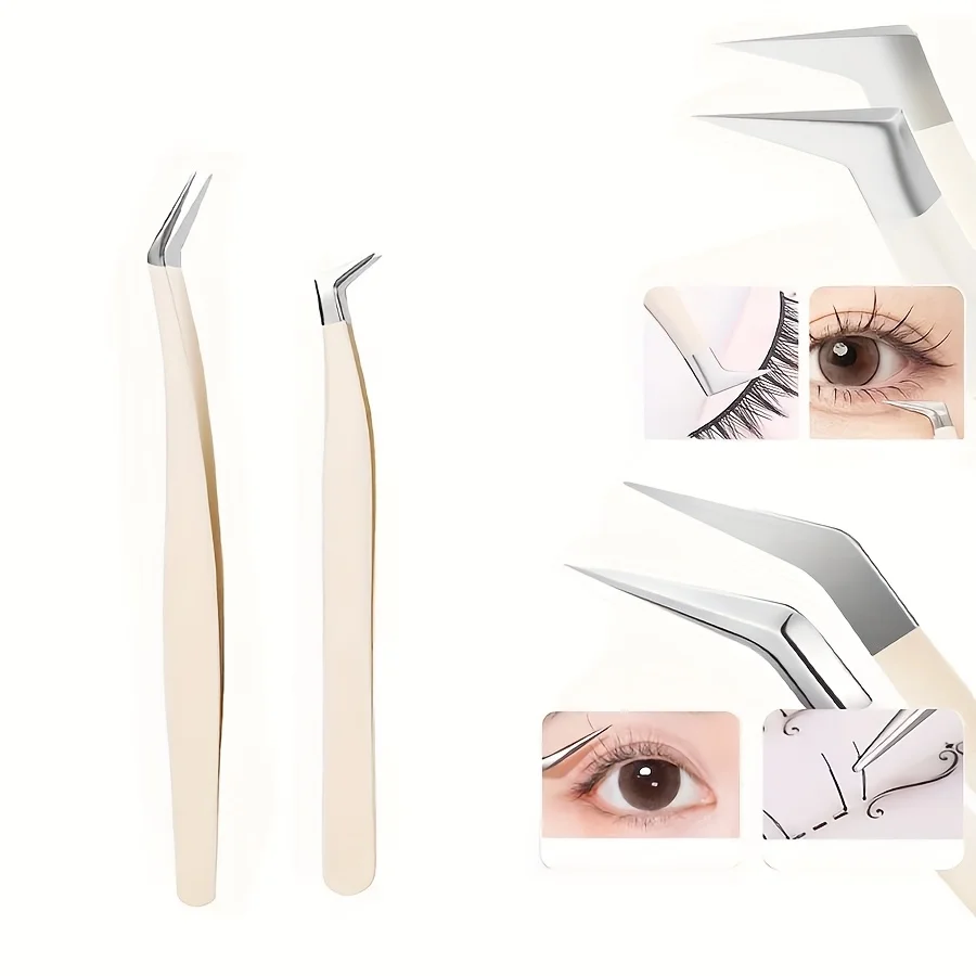 Pincettes multifonctions en acier inoxydable, pincettes pour greffage de faux-cils, aide aux faux-cils, pincettes portables
