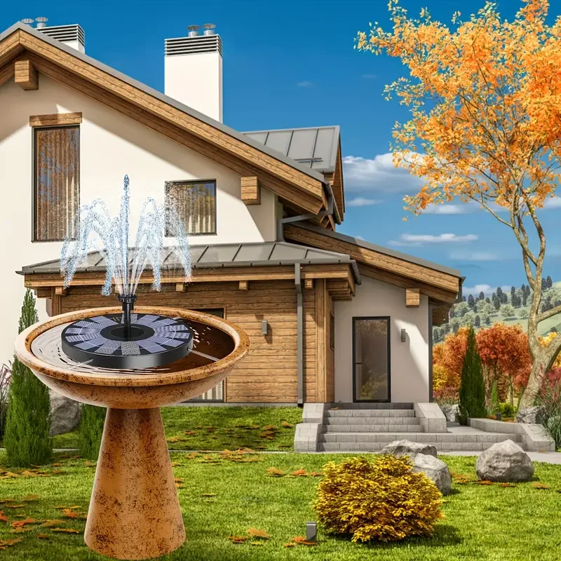 2,5 W Solarbrunnen für den Außenbereich mit 6 Düsen, dekorativ, langlebig, für Topfpflanzen, kleine Blumenbetten und Gemüsegärten