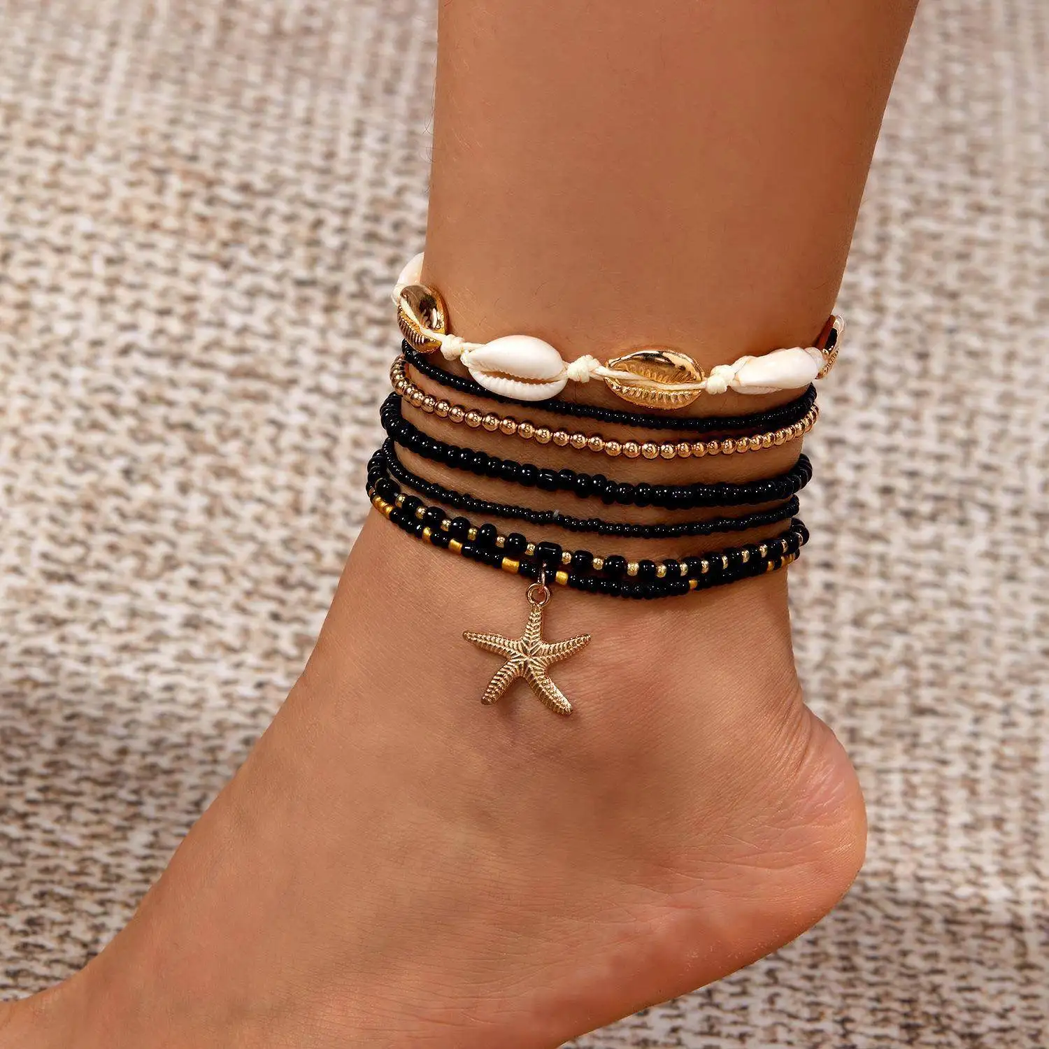 

Hawaii Vaion Sle однослойный простой цвет Blo ell тканый браслет ручной работы на щиколотке Ocean Beach трансграничный аксессуар