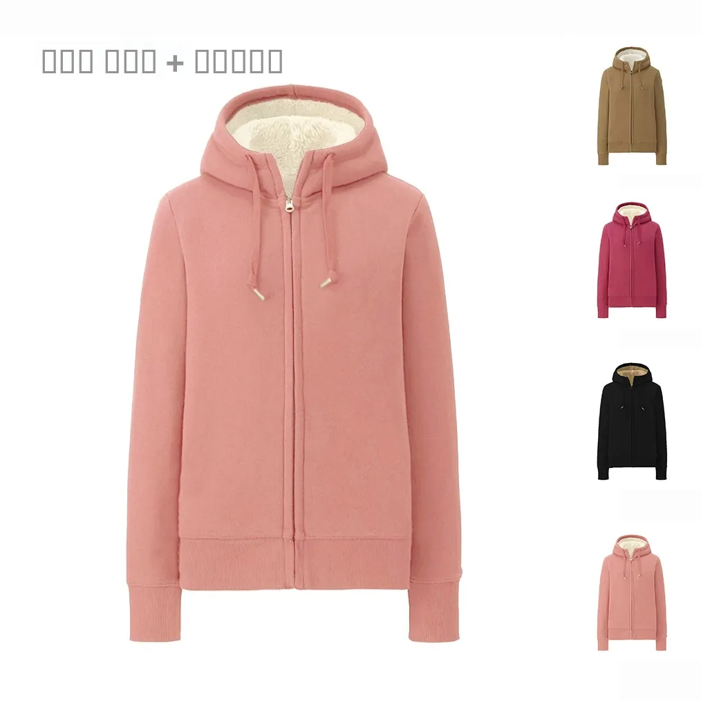 

Women's Fce Lined Loose Thiened Hoodie Jaet Korean Sle Long Sve Cotton Polyester Blend Inner Sve Winter Coat