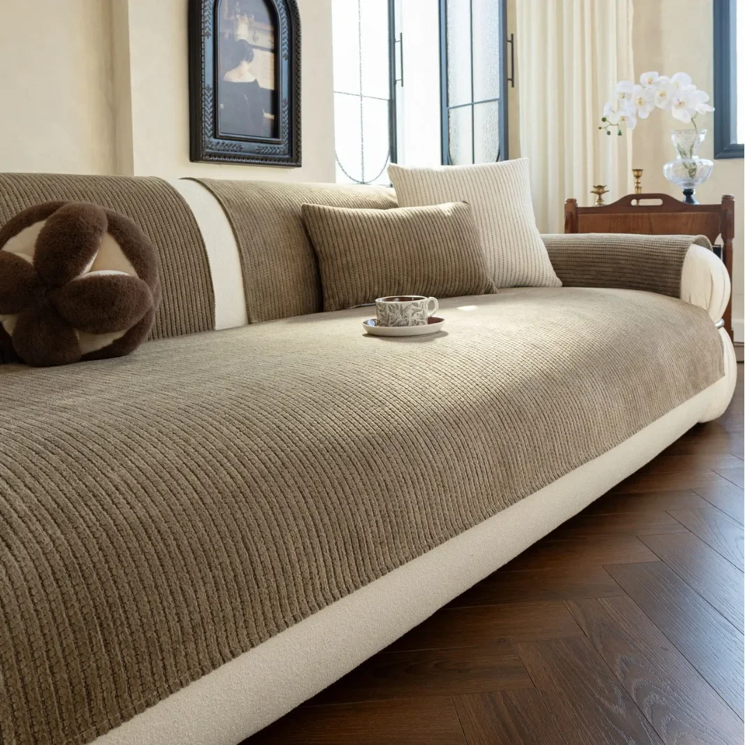 Linen Cotton Sofa Cover Four Seasons Non-slip Sofa Cushion for Living Room Universal L Shaped Couch Slipcover Home Decor