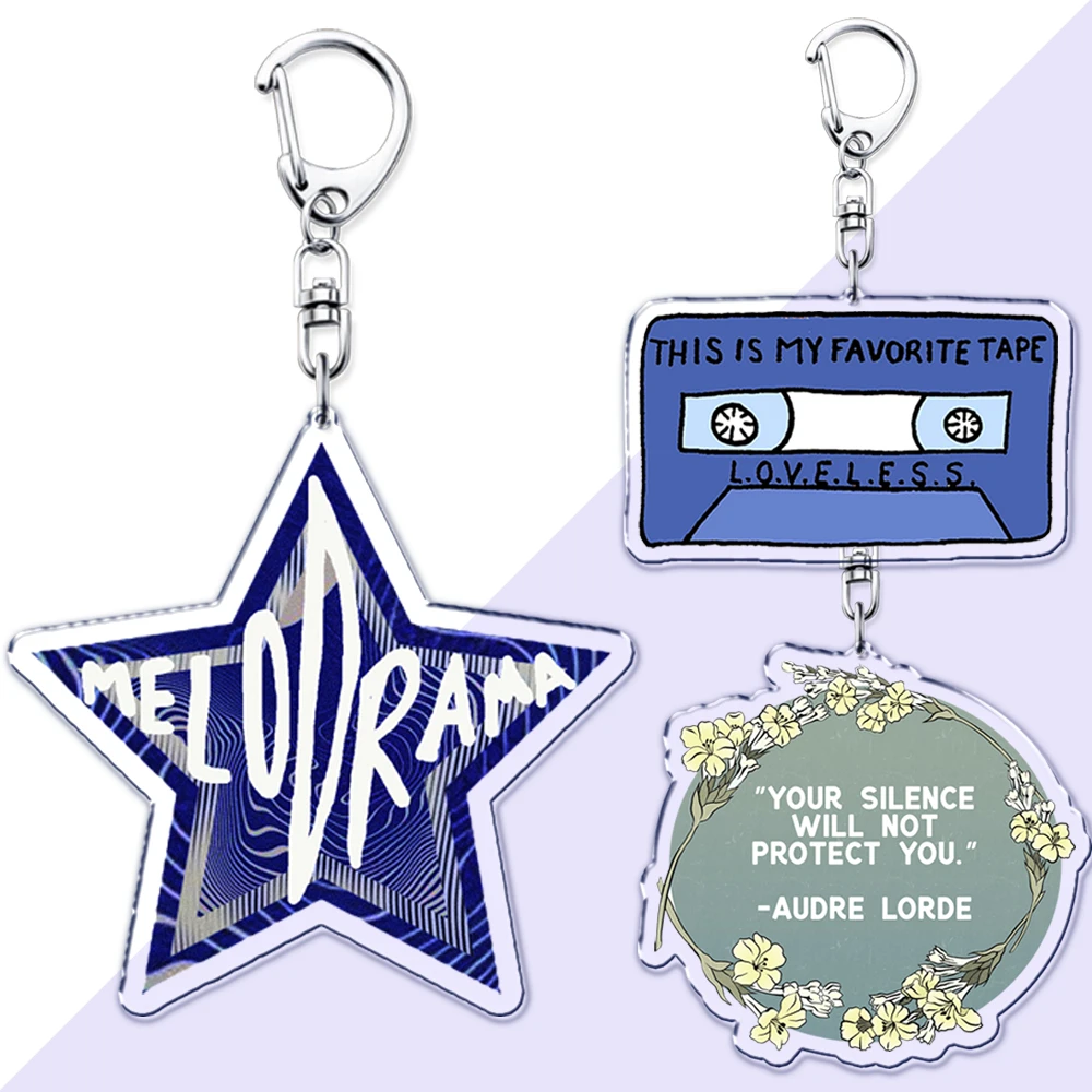 Popular Singer Lorde Keychains for Accessories Bag Melodrama Pure Heroine Solar Power Key Chain Ring Fans Gifts Friends Keyrings