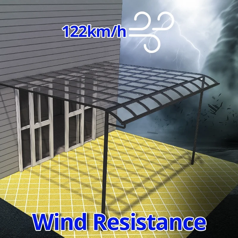 Custom-sized outdoor aluminium canopy with polycarbonate roof for patio shade