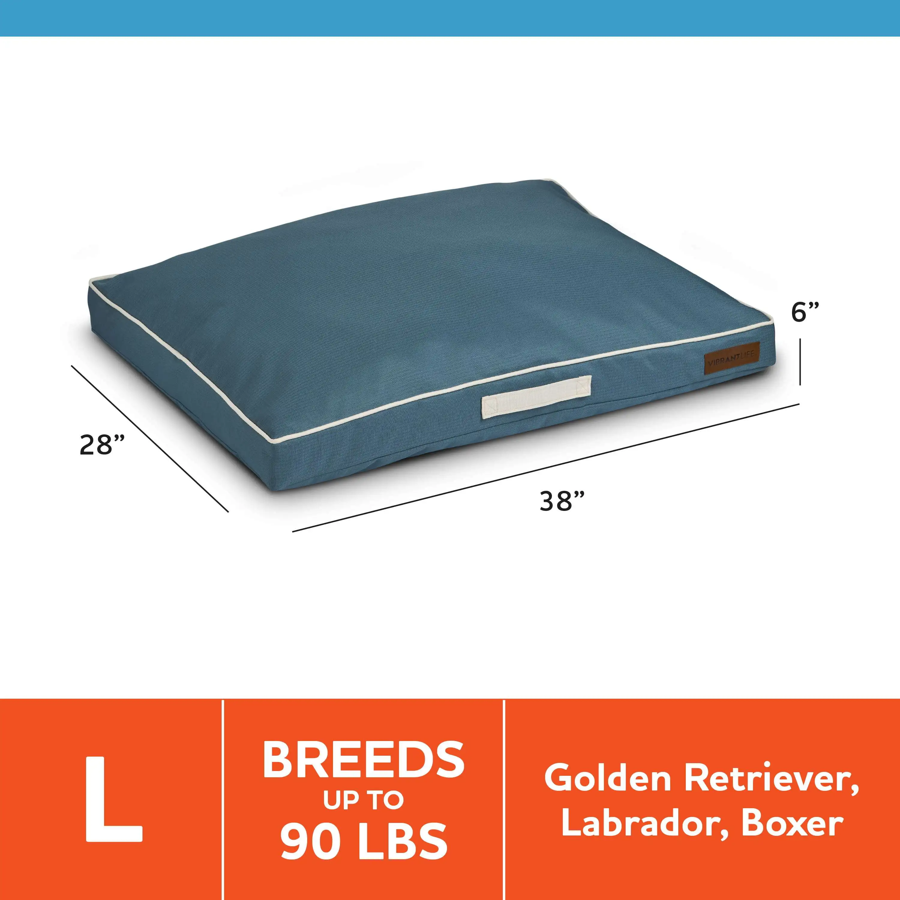 

Travel Durable Dog Bed, Large Gusetted, Blue 38 X 28