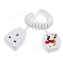 UK BS1363 Plug to Socket Male to Female Power Extension Cable Hotel Wall Hanging Hair Dryer Tube Spring Cable Coiled Power Cord