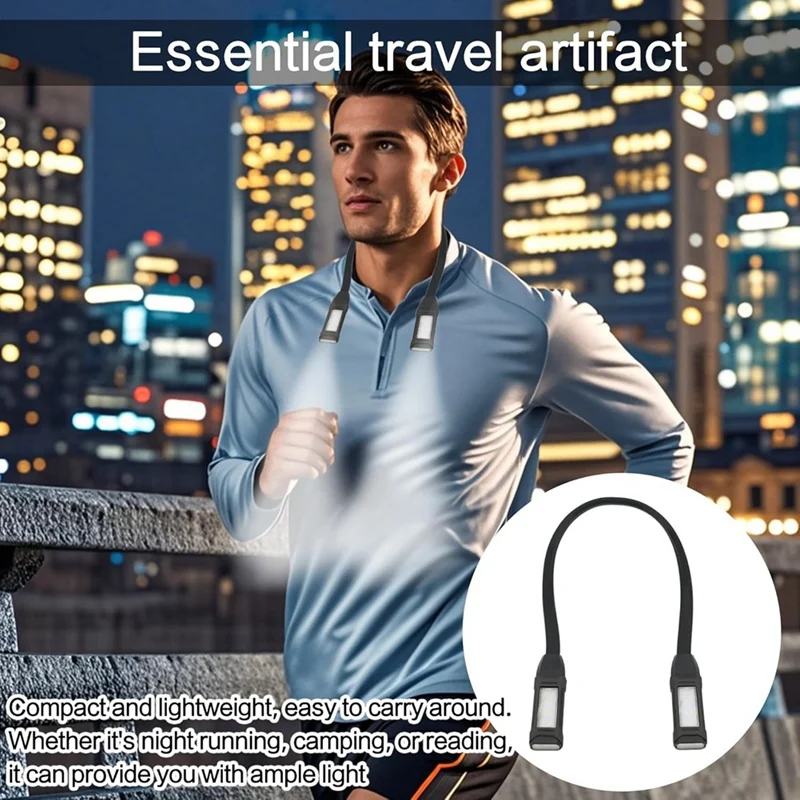 Luz para el cuello Linterna de emergencia Luz tejida Luz de libro de luz de ganchillo alrededor del cuello, Luz de trabajo recargable flexible
