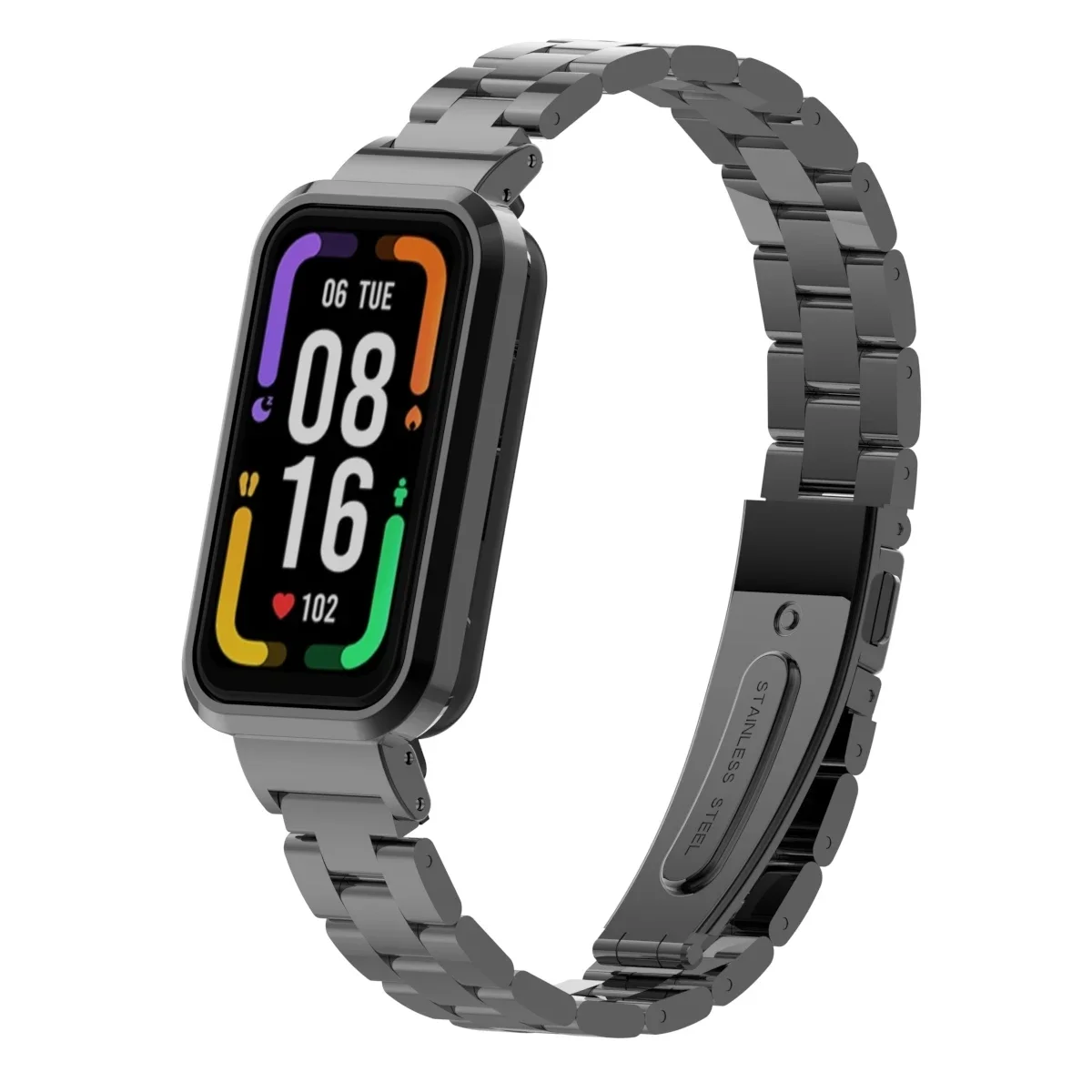 suitable for Redmi Smart Band Pro  solid three-bead stainless steel metal watchband metal protective case integration