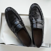 Large size Women's Luxury Loafers Genuine Leather Thick Heel Slip On Spring Autumn Shoes Work Daily Commuter Leather Shoes