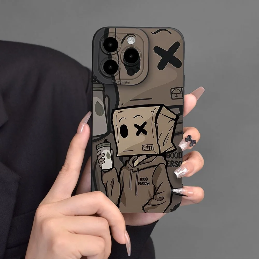 

Paper Man Pattern Phone Case For iPhone 16 15 14 13 12 11 Pro Max Mini XS X XR 7 8 Plus SE 2022 2020 Full Lens Protection Cover