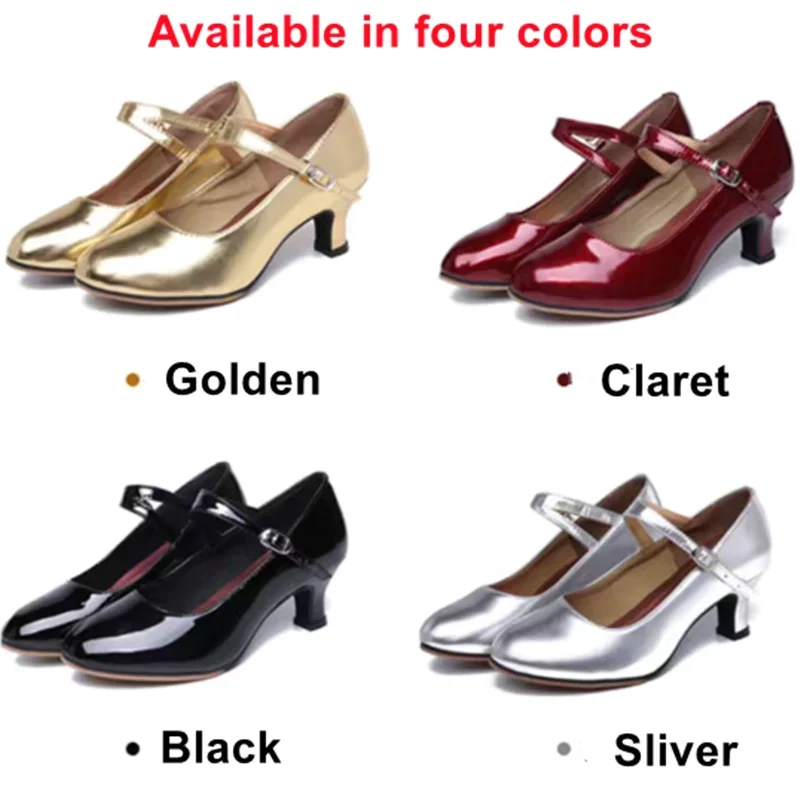 New Women's High Heels Specular PU Modern Standard Ballroom Dancing Shoes Outdoor Latin Dance Shoes for Woman Sandalias De Mujer