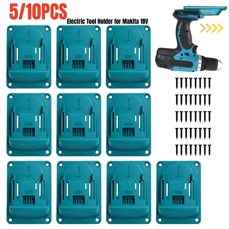 5-10PCS Electric Power Tool Wall Mount Holder for Makita 18V,Drill Fixing Holder Slots Stand & Li-ion Battery Storage Bracket