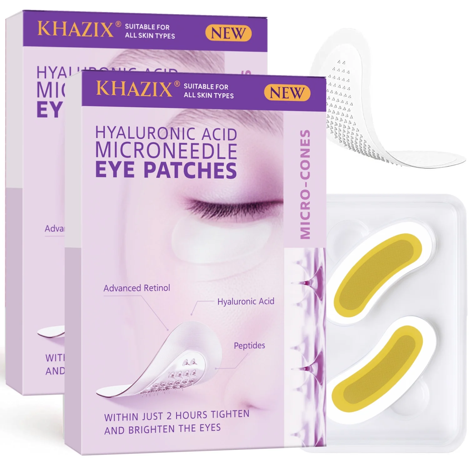 Hyaluronic Acid Retinol Microneedle Eye Patches, Firming Peptides Skin Repair, for Eye Area Forehead & Smile Lines, 1Pair.