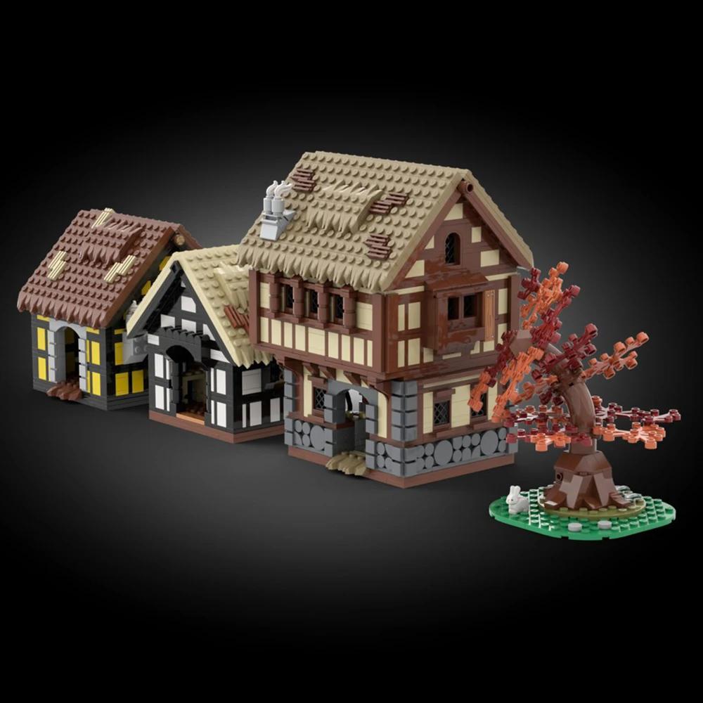 Construcción Moc, casa Medieval, árbol, modelo de construcción estéreo, bloques de construcción modulares, regalo de Navidad, juguete para niños, juego de Año Nuevo DIY