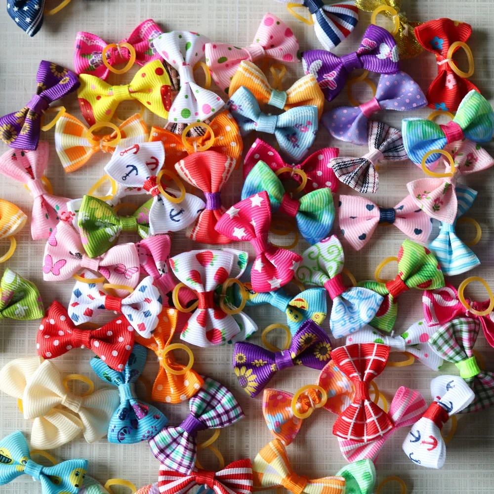 10/20pcs Dog Grooming Hair Bows Dog Bows Mix Colours Small Dog Accessories Dog Hair Rubber Bands Pet Headwear Pet Supplier