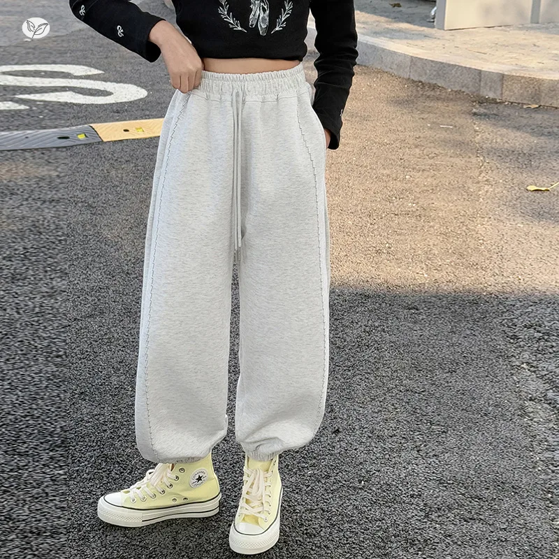 Wide-leg Pants Pinched-hem Pants Patterns Casual Grils Children Spring Autumn Student Simple Fashionable Solid Comfortable