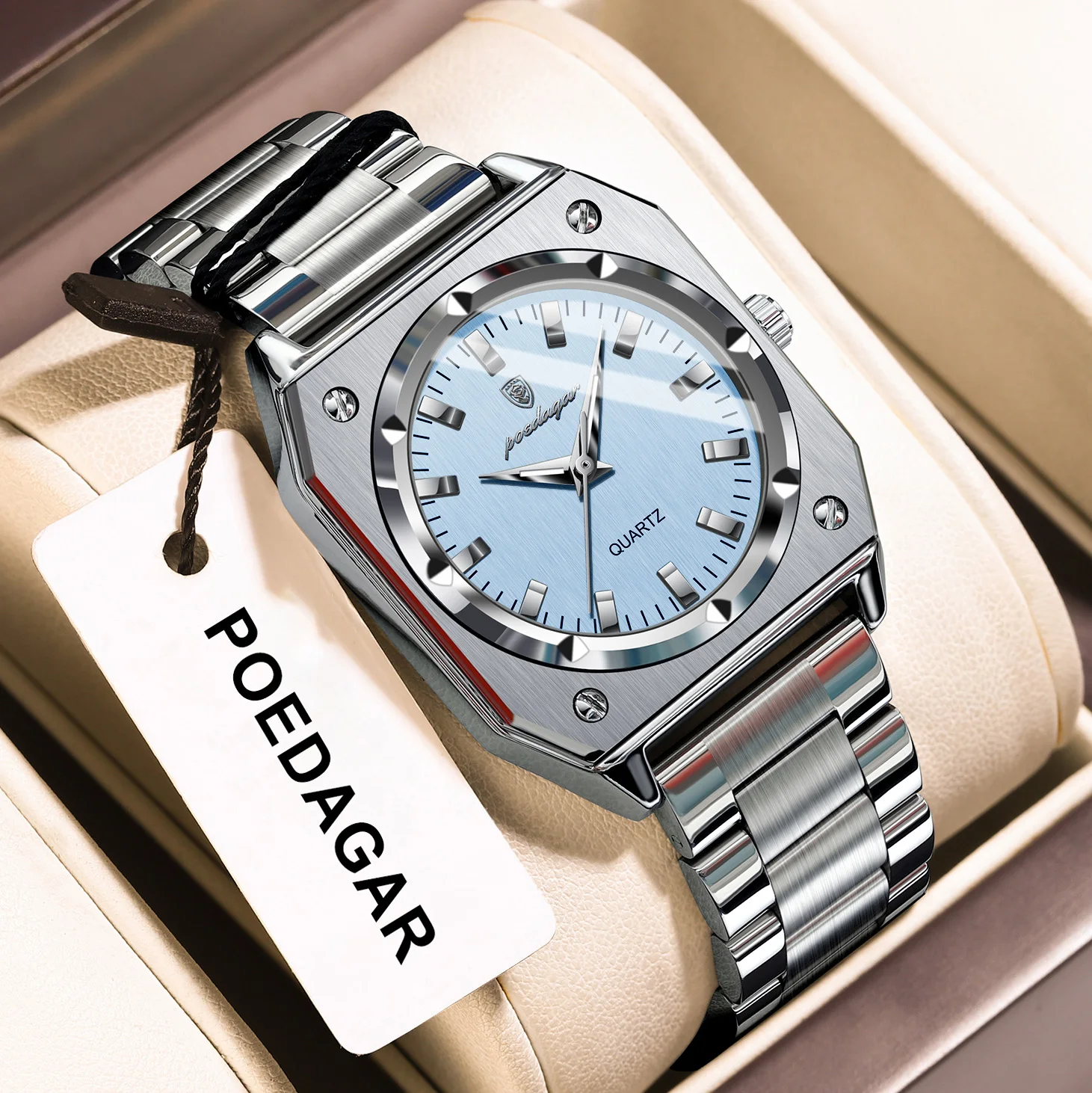 

POEDAGAR квадратные роскошные женские часы, водонепроницаемые светящиеся модные женские часы из нержавеющей стали, элегантные кварцевые женские часы Reloj