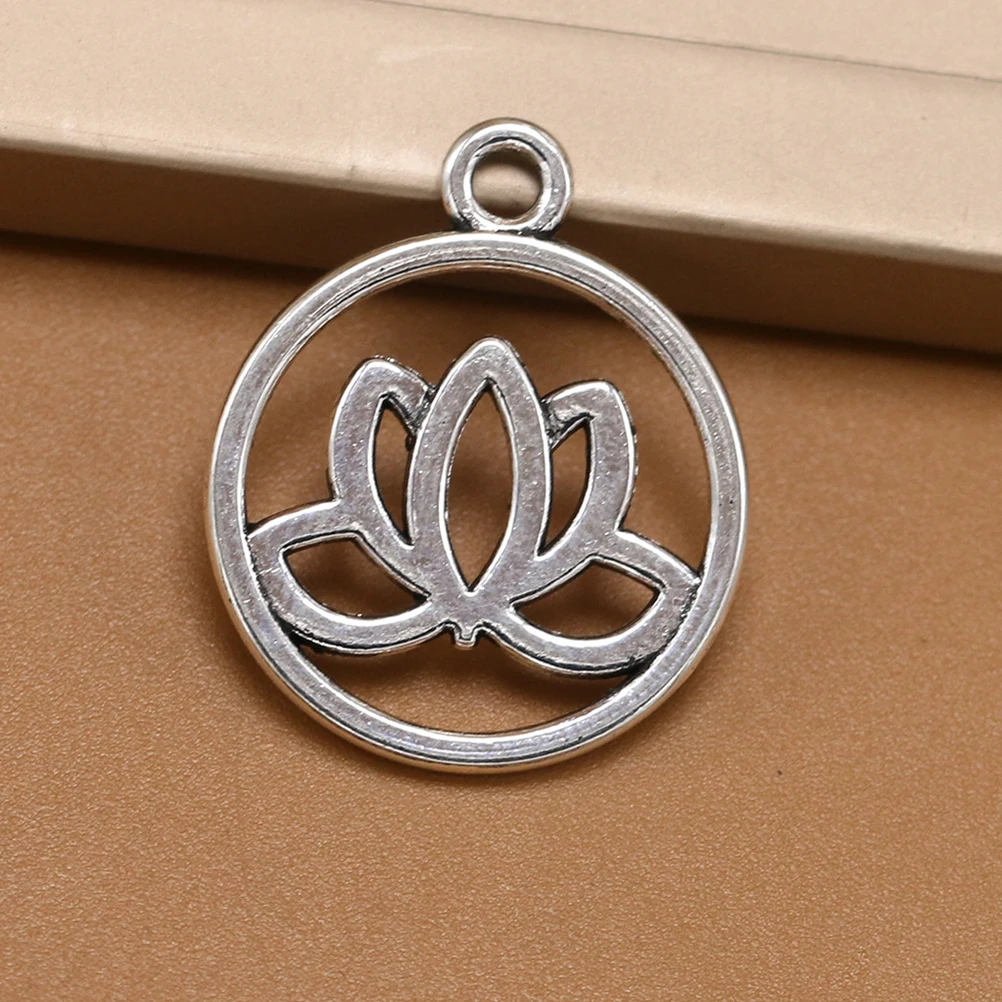 

50pcs Alloy Lotus Pendant DIY Jewelry Making Charms Round Golden Color Supplies for Necklace Bracelet Earrings Craft Project